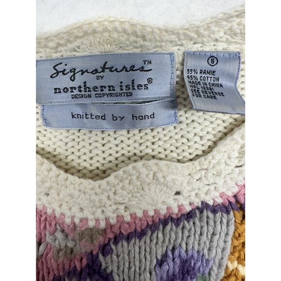 Cottagecore Sweater 90s Vintage Northern Isles Handknit Granny Pastel Grandma - Picture 2 of 11